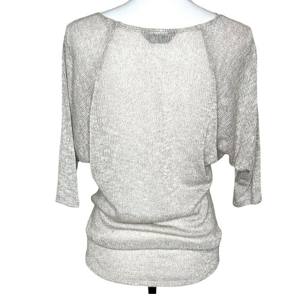 SJS Owl Print Embroidered Sweater 3/4 Wide Sleeves Size Medium Tan - Picture 6 of 9